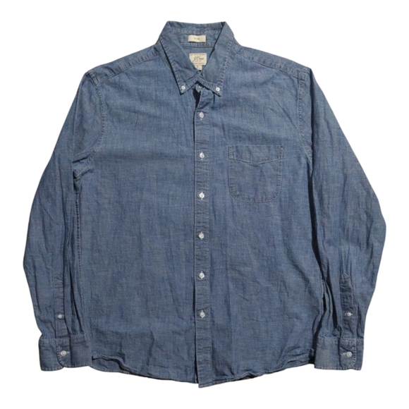 J Crew Shirt Men's L Slim Blue Denim Chambray Long Sleeve Button Down EUC - Picture 2 of 4